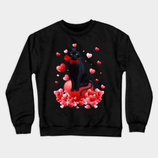 Cute Cat Valentine Hearts Happy Valentine's Day Men Women Crewneck Sweatshirt